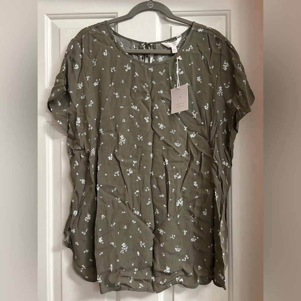 LC Lauren Conrad Olive Floral Blouse (NWT)